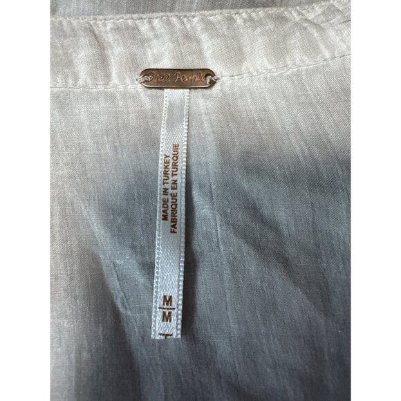 Free People Sheer Gray Cowl Neck Pullover 3/4 Sleeves Hi-Lo Hem Blouse Size M - Picture 4 of 8